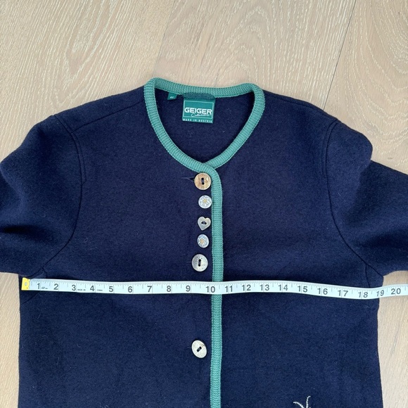 Geiger Austria Wiesn Oktoberfest Jacket Alpine Boiled Wool Cardigan Sweater Coat - Picture 11 of 16